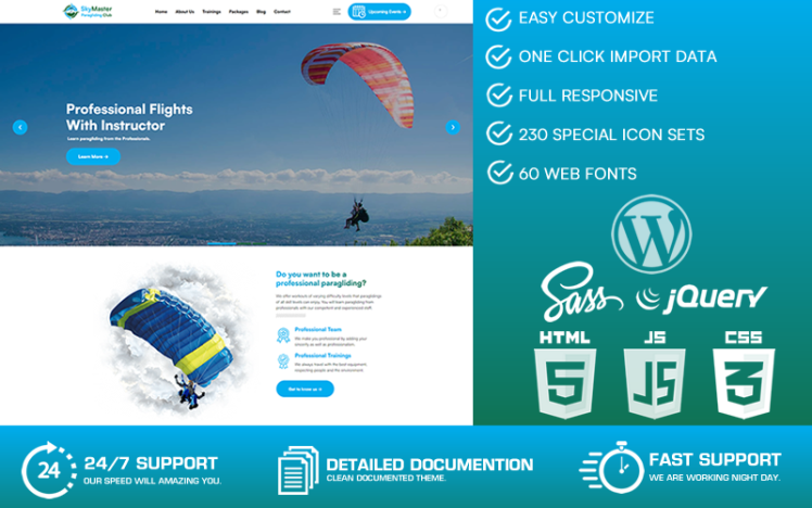 Skymaster Paragliding WordPress Theme