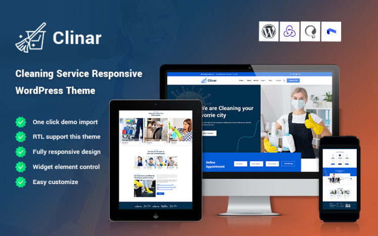 Clinar Maintenance and Cleaning Service Responsive WordPress Theme