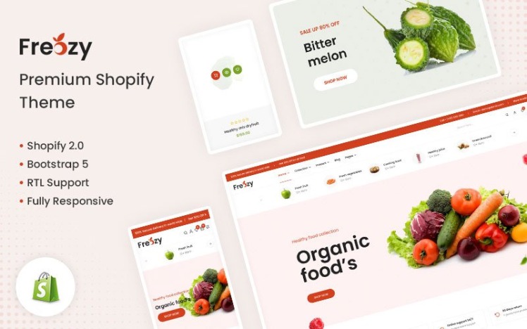 Freozy The Vegetables Organic Food Supermarket Shopify Theme #278434