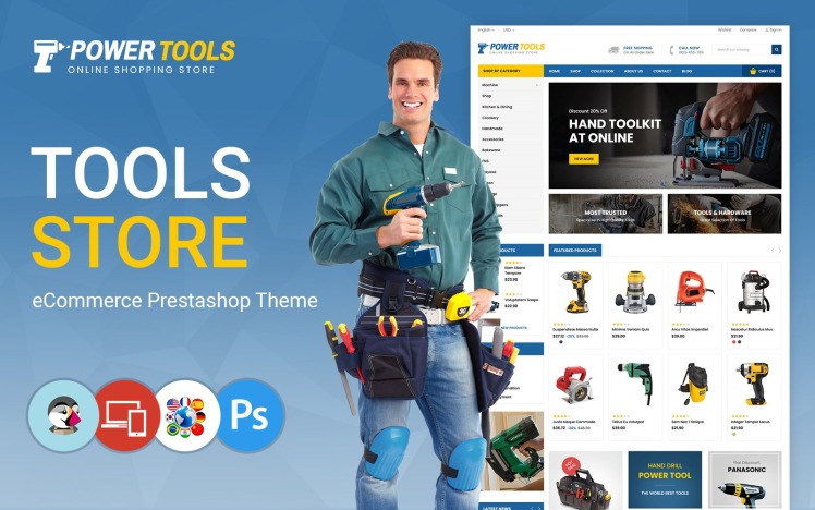 Power Tools Web PowerTools - Tools & Equipment Prestashop Theme #280234