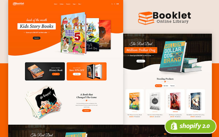 Booklet Shopify OS Responsive Theme for Online Book Store #281482
