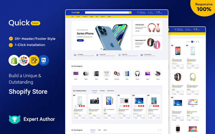 Quickdeal Electronics Gadgets and Computers Multipurpose Shopify Responsive Theme #281486