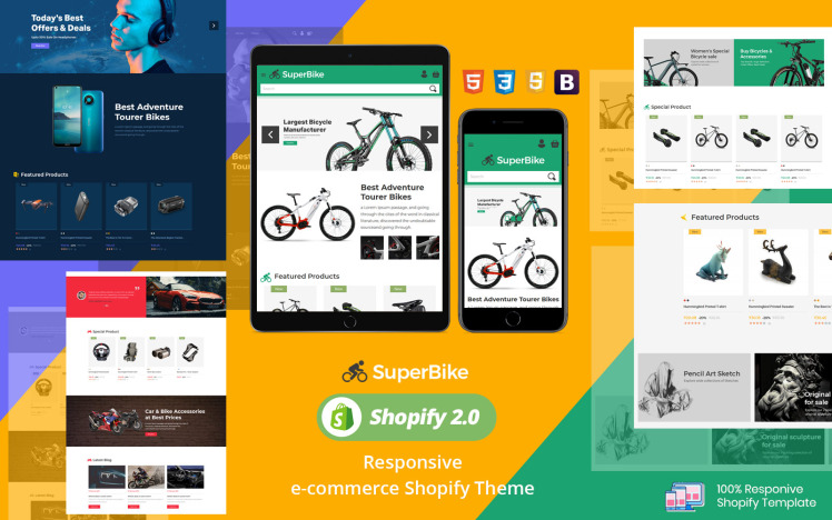 SuperBike Bicycle Auto Car Electronics Digital Art Shopify Theme #287875