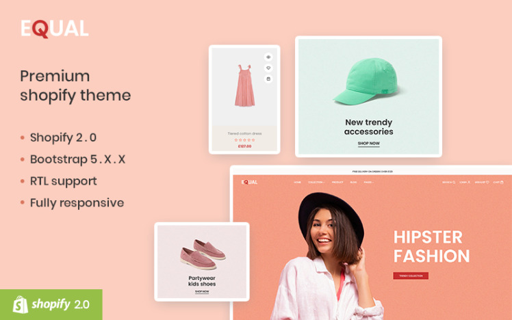 Equal Best Minimal Fashion Shopify Theme #288520