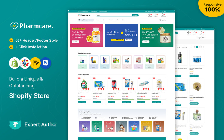Pharmcare Health and Medicine Store Shopify Responsive Theme #296220