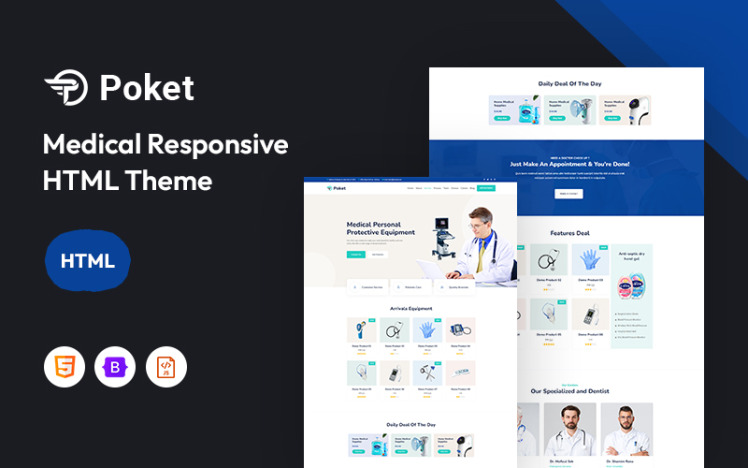 Poket – Medical Service Responsive Website Template #296494