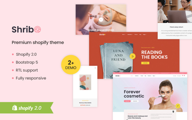 Shribo The Cosmetic Beauty and Books Responsive Ecommerce Shopify Theme #296923