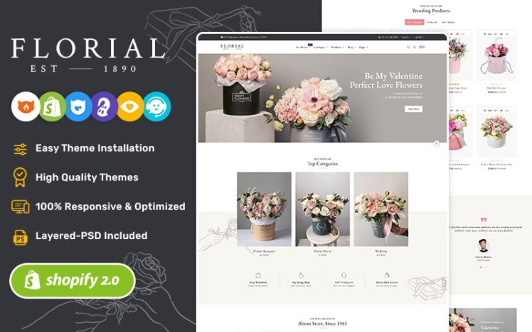 Florial Flower Decoration Shopify Responsive Theme #297219