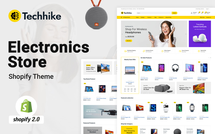 Techhike Multipurpose Electronics Store Shopify Theme #299882