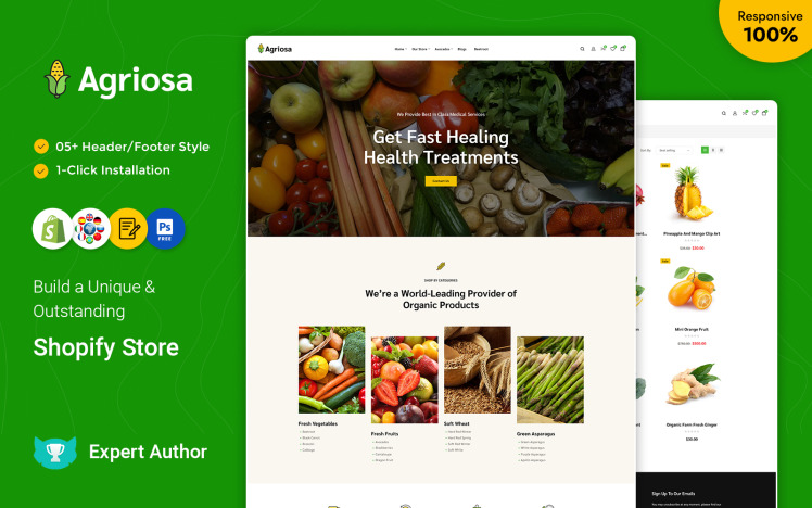 Agriosa Vegetables Fruits and Grocery Shopify Theme #300110