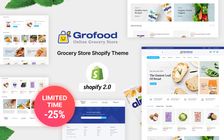 GroFood Organic and Grocery Store Shopify Theme #304565