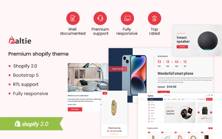 Maltie The Electronics Gadgets Responsive Ecommerce Shopify Theme #308006