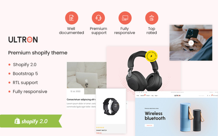 Ultron The Electronics Responsive Shopify Theme #310300