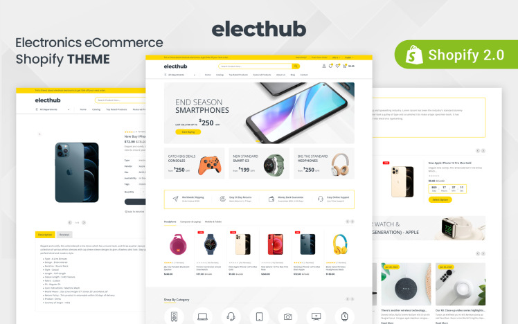 Electhub Electronics Gadgets Store Shopify Responsive Theme #311476