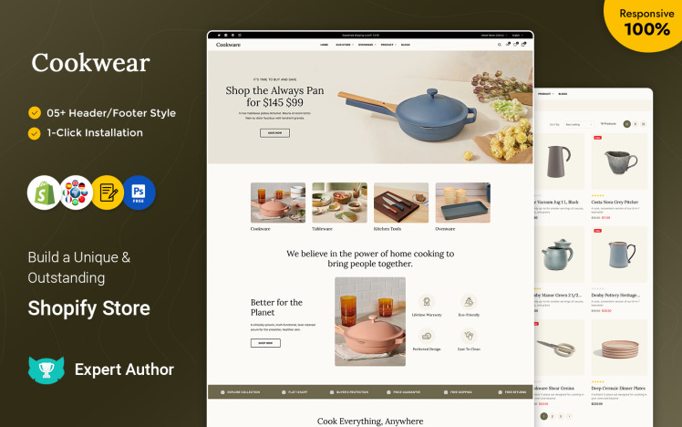 Cookware Appliances Kitchen and Crockery Shopify Multipurpose Responsive Theme #317748