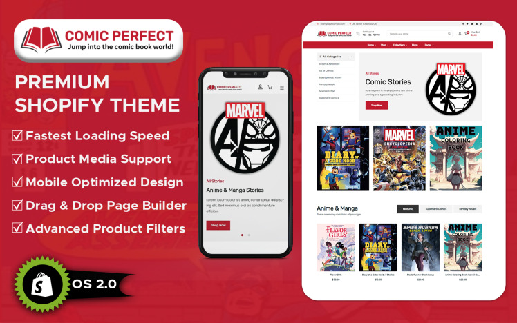 Comic Perfect Anime Manga Stories Multipurpose Shopify Theme #322658