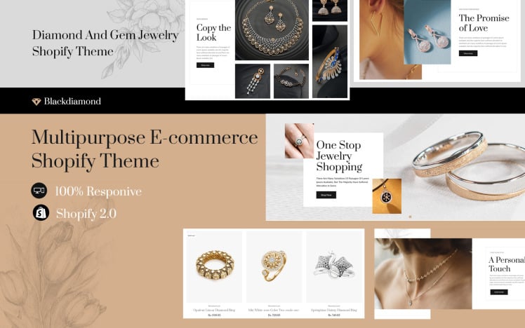 Black Diamond Jewellery Luxury Premium Shopify Theme #324037