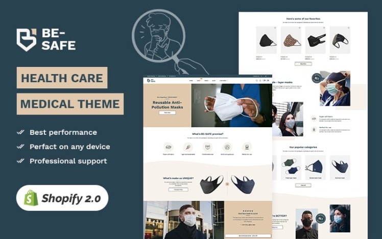 BE SAFE Health Medical High level Shopify Multi purpose Responsive Theme #324955
