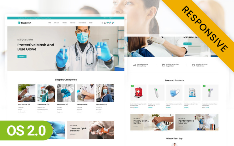 Medivin Medicine Medical Equipment Shopify Responsive Theme #326908
