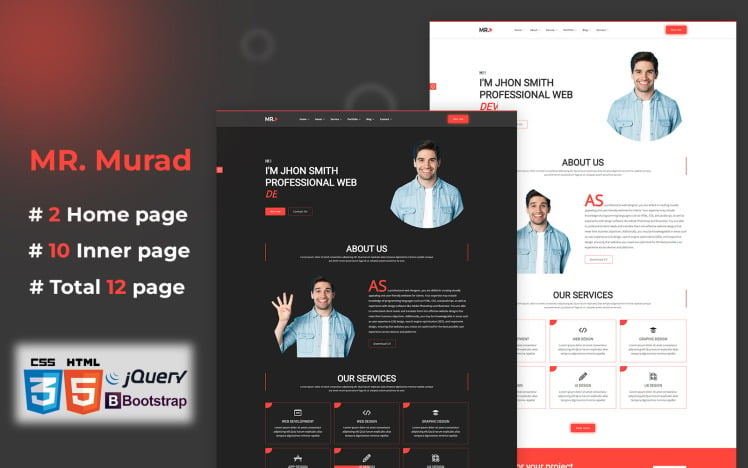 Mrmurad - Personal Portfolio and Resume Responsive Website Template #327397