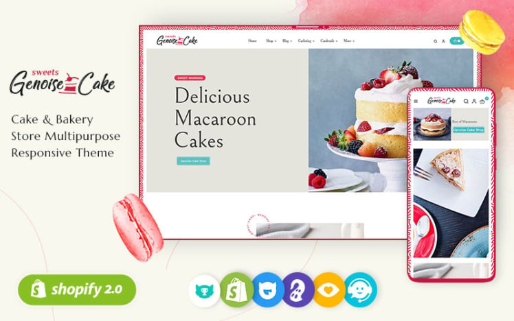 Genoise Cake Bakery Responsive Shopify Theme #329346