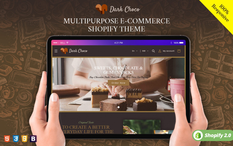 Dark Choco Cake Choclate Bakery Coffee Shopify Theme #329817