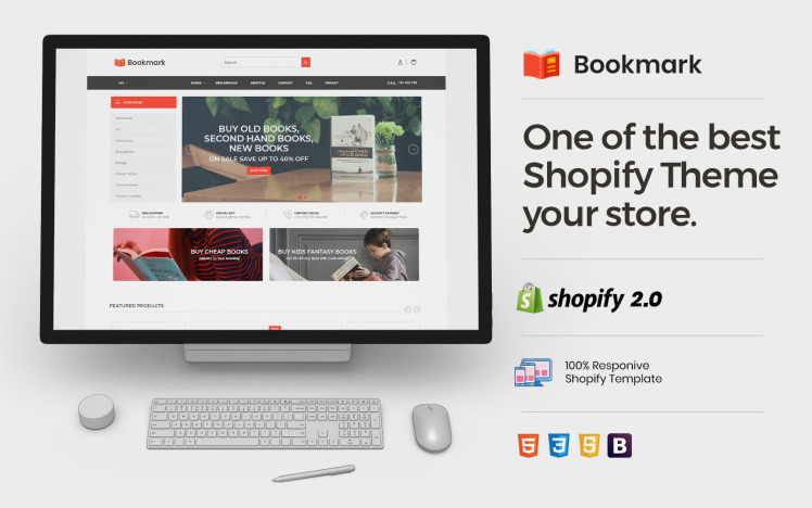 Bookmark Ebook Magazine Paper Book Shopify OS Theme #331814