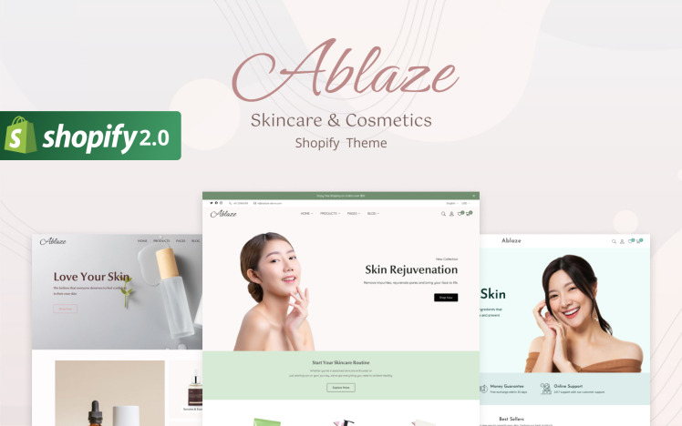 Ablaze Skincare and Cosmetics Shopify Theme #332137