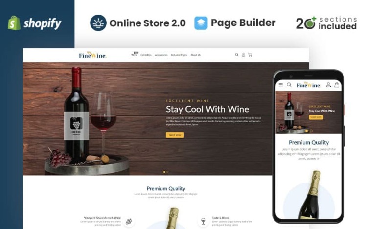 Fine Wine Responsive Shopify Theme #332140
