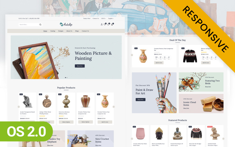 Artclip Handmade Art Store Shopify Responsive Theme #332298