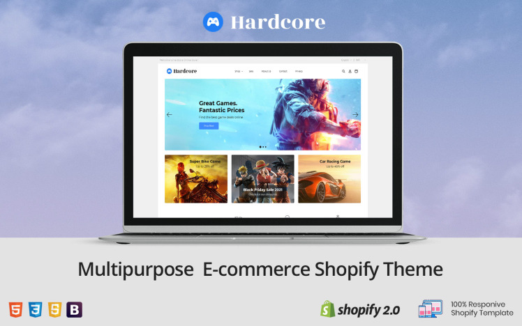 Hardcore Game Adventure Deal VideoGame Shopify Theme #335979