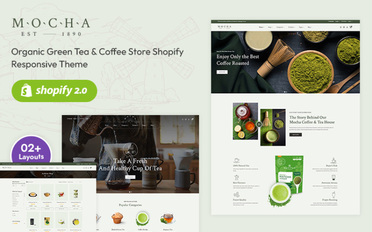 Mocha Organic Green Tea Coffee Store Shopify Theme #337898