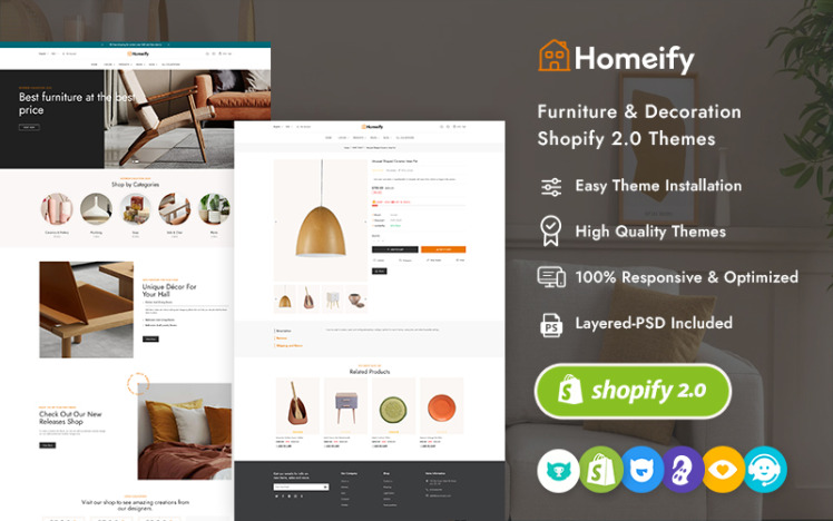 Homeify Shopify Responsive Theme for Home Decor Crafting Art #339540