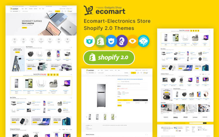 Ecomart Electronic Marketplace Store Shopify OS Responsive Theme #339827