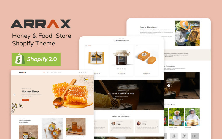 Arrax Honey Food Store Shopify Theme #341072
