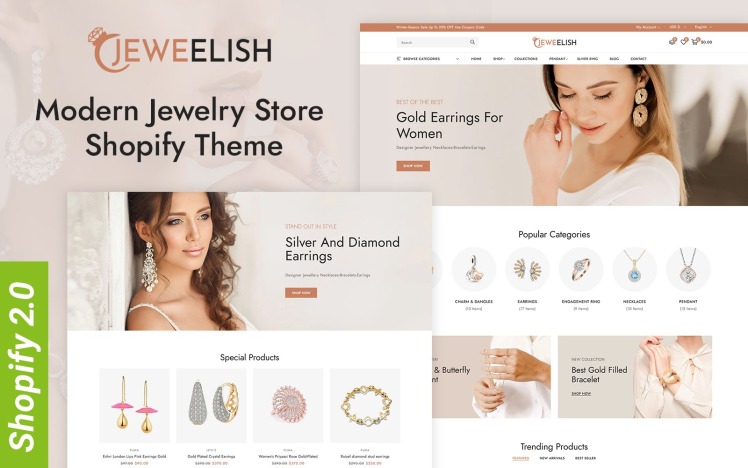 Jeweelish Modern Jewelry Store Shopify Responsive Theme #342634