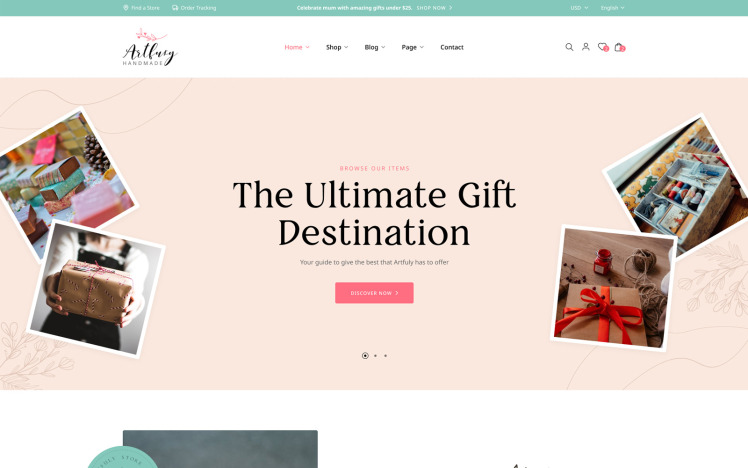 Artfusy Handmade Crafts Shop Shopify Theme #348070