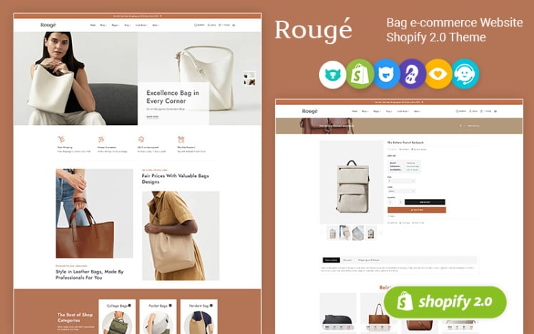 Rouge Shopify Responsive Theme for Luxury Leather Bag Shops #349202