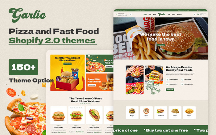 Garlic Grocery Food Delivery Restaurant Supermarket Store Responsive Shopify Theme #349446