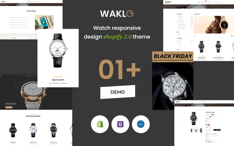 Waklo The Watch Premium Responsive Shopify Theme #350358