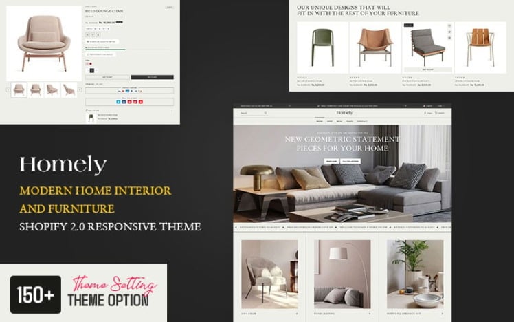Homely Modern Home Furniture Interior Decor Multipurpose Shopify Responsive Theme #351423