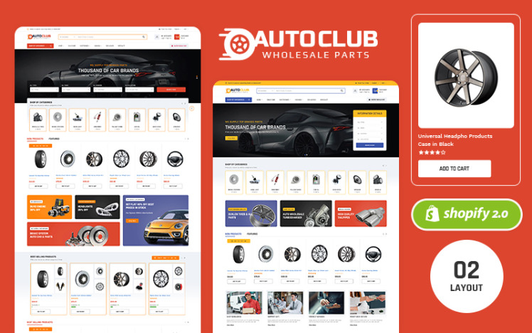 AutoClub Shopify Multipurpose Theme for Spareparts Garage Equipment Stores #351689