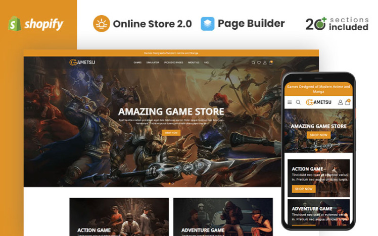 Gametsu Entertainment Gamming Multipurpose Shopify Theme #355564