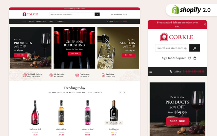 Corkle Wine Products and Winery Farm Responsive Shopify Theme #358075