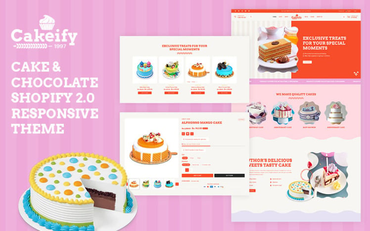 Cakeify Cake Bakery Chocolate Sweets Multipurpose Shopify Responsive Theme #359909