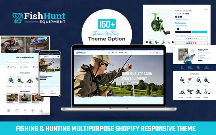 FishHunt Fishing Weapons Equipment Store Multipurpose Shopify Responsive Theme #360934