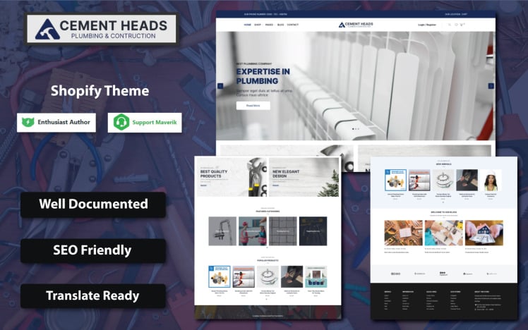 Cement Heads Plumbing Construction Flooring Shopify Sections Theme #366651