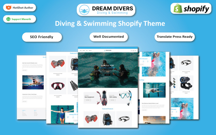 Dream Divers Diving Swimming Multipurpose Shopify Theme #368674