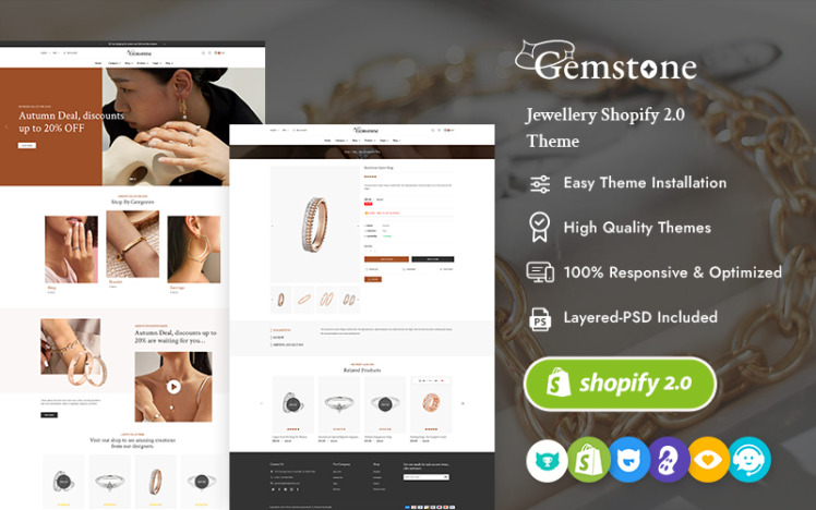 Gemstone Modern Shopify Theme for Lifestyle Jewelry Store #368678