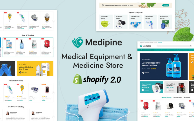 Medipine Medical Equipment Medicine Store Shopify Responsive Theme #370609